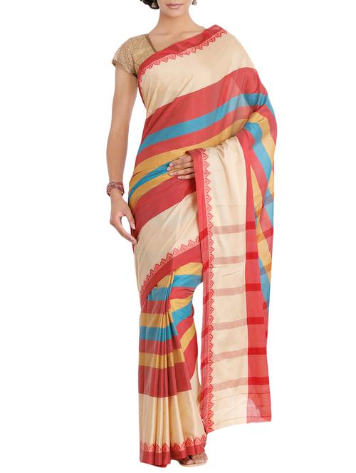 red color bordered saree - 13873810 - Very Small Image - 1