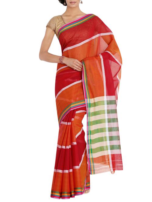 red color saree - 13873811 - Very Small Image - 1