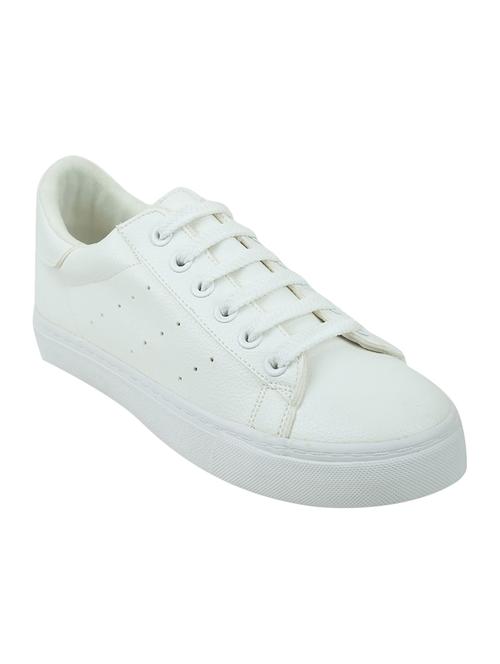white faux leather laceup sneakers - 13875417 - Very Small Image - 1