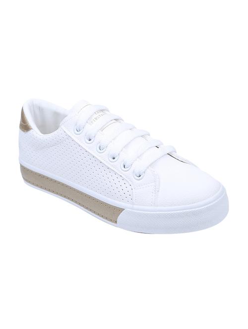 white faux leather laceup sneakers - 13875420 - Very Small Image - 1
