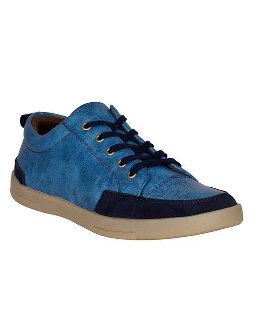 blue leatherette lace up sneaker - 13875584 - Very Small Image - 1