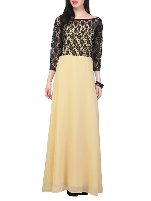 light yellow georgette maxi dress - 13876564 - Very Small Image - 1