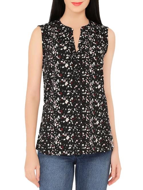 printed black sleeveless top - 13876835 - Very Small Image - 1