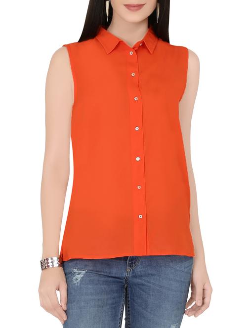 solid orange sleeveless shirt - 13876859 - Very Small Image - 1