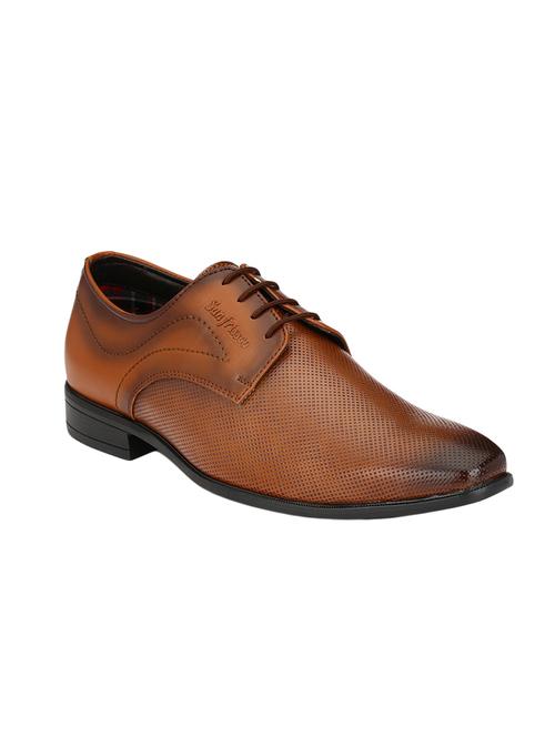 tan leatherette lace-up derby - 13877165 - Very Small Image - 1