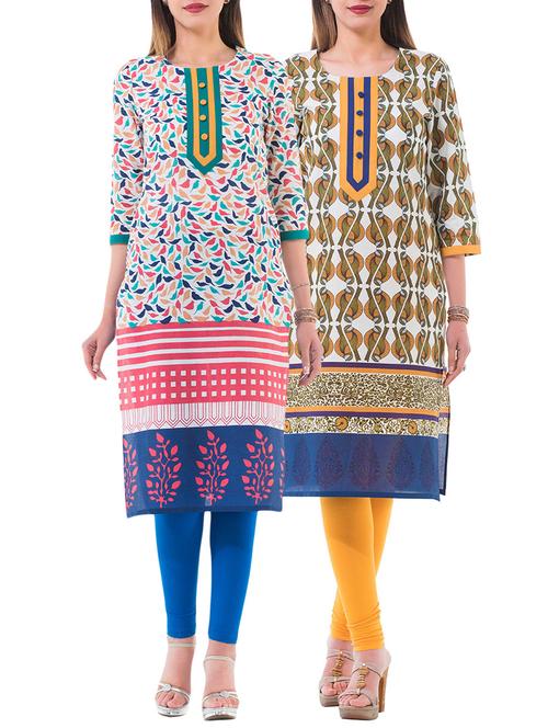 combo (set of 2 ) multi colored cotton kurta - 13877772 - Very Small Image - 1