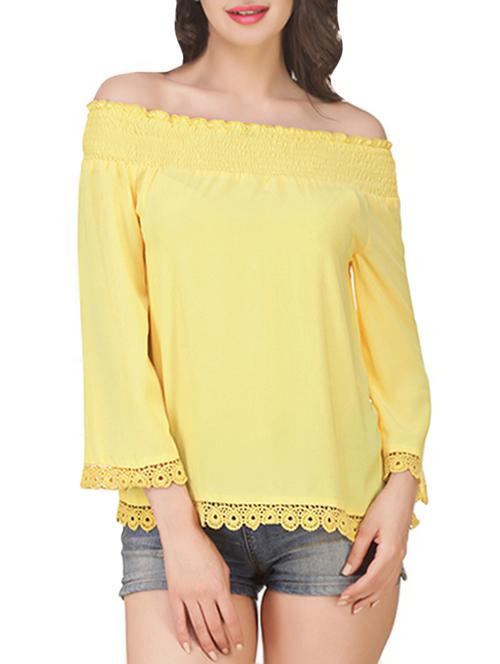 yellow poly georgette regular top - 13880663 - Very Small Image - 1