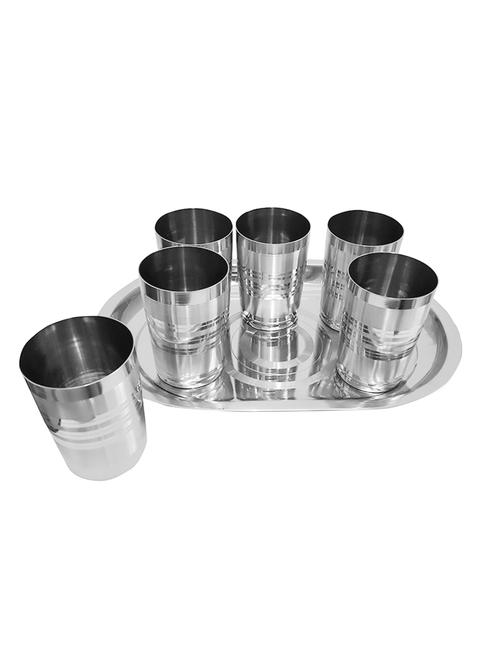 dynore stainless steel set of 6 glass and 1 tray - 13883241 - Very Small Image - 1