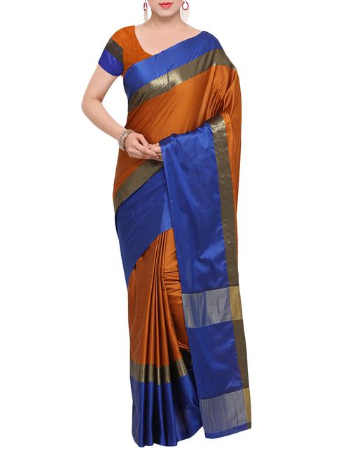 brown art silk bordered saree - 13883650 - Very Small Image - 1