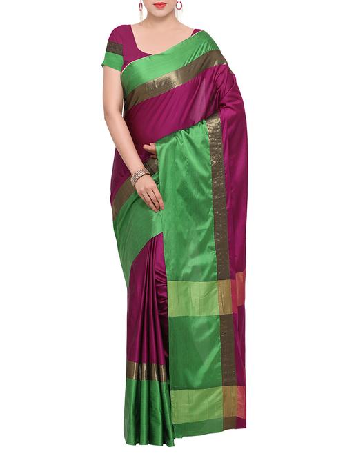 magenta art silk bordered saree with blouse - 13883654 - Very Small Image - 1
