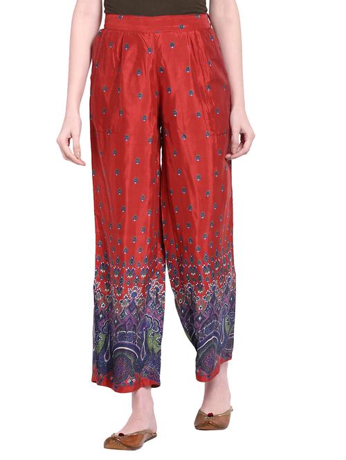 red rayon printed palazzo - 13884484 - Very Small Image - 1