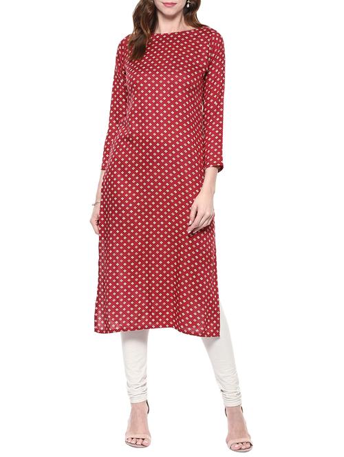 printed straight kurta - 13885105 - Very Small Image - 1
