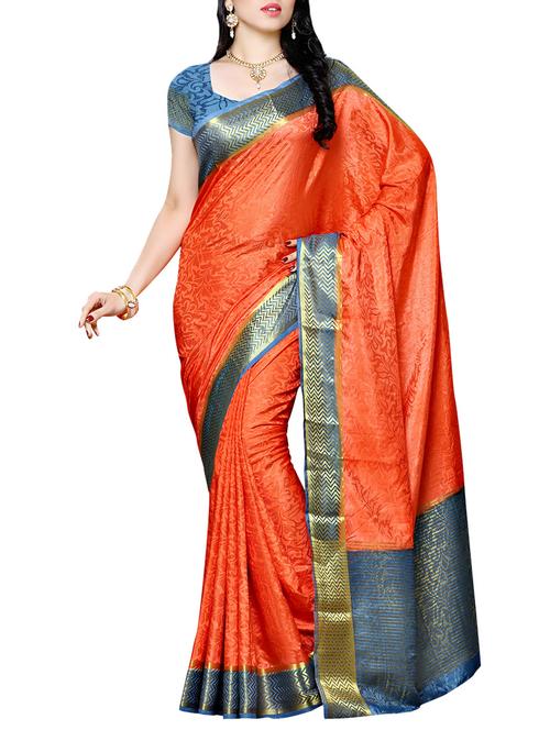 orange kanjivaram silk saree with blouse - 13885541 - Very Small Image - 1