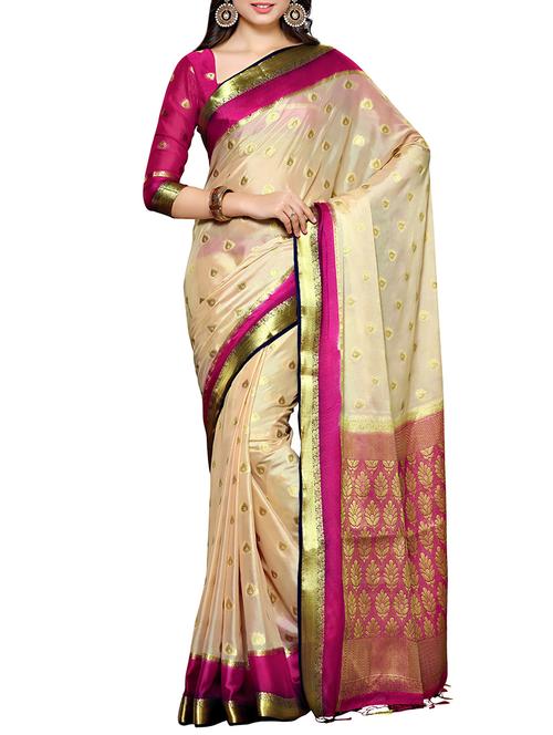 cream kanjivaram saree - 13885568 - Very Small Image - 1
