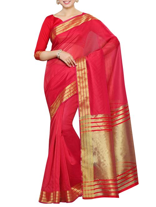 pink silk bordered saree - 13885574 - Very Small Image - 1