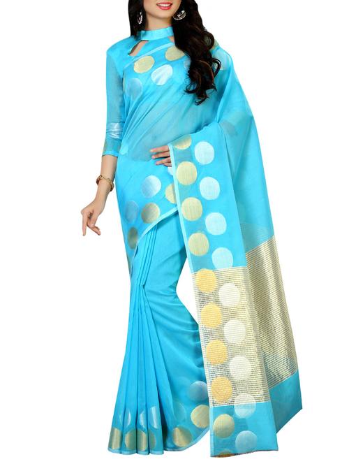 blue cotton woven saree - 13885632 - Very Small Image - 1