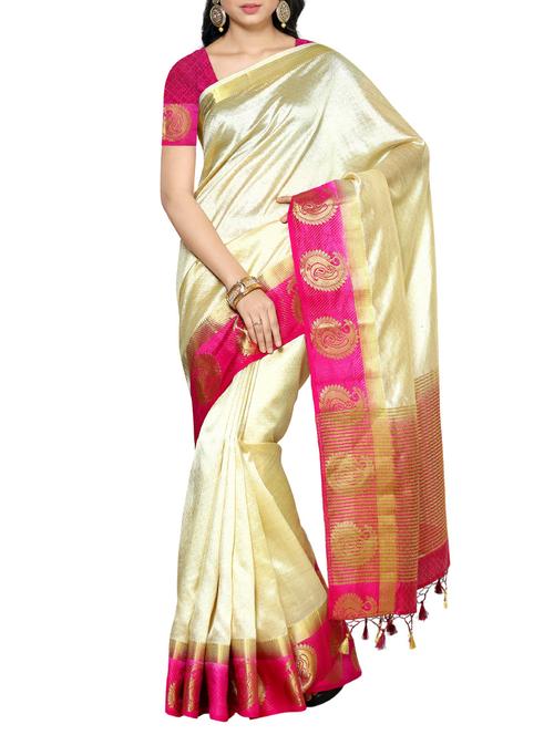 zari silk woven saree - 13885659 - Very Small Image - 1