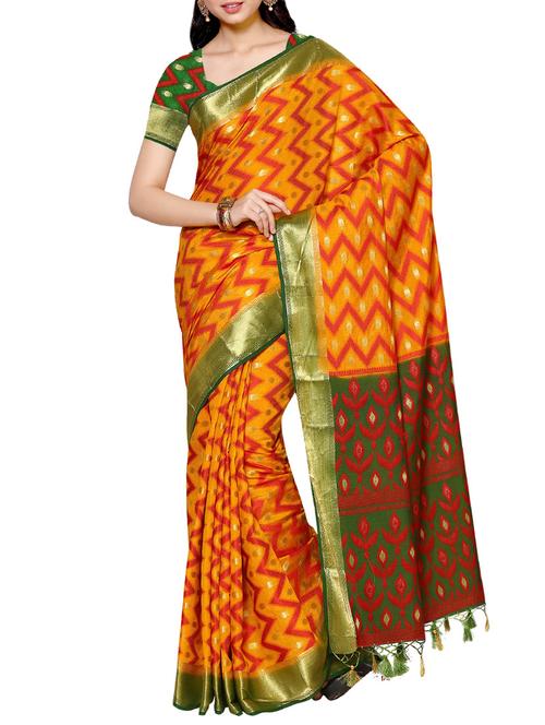 yellow silk woven saree - 13885683 - Very Small Image - 1