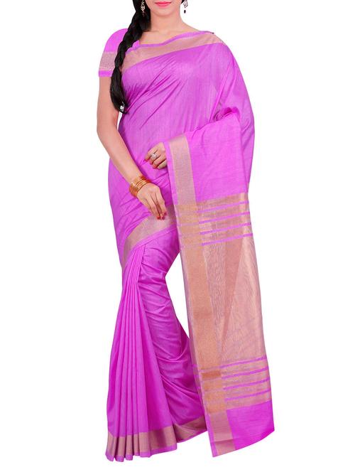 pink art silk bordered saree with blouse - 13885772 - Very Small Image - 1