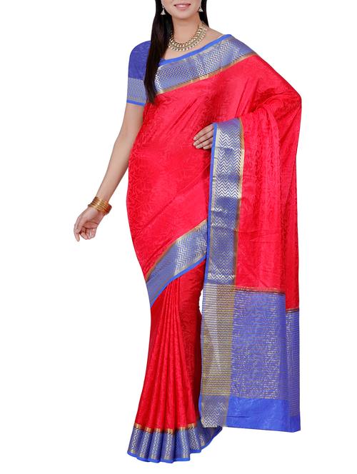 pink art silk woven saree with blouse - 13885803 - Very Small Image - 1