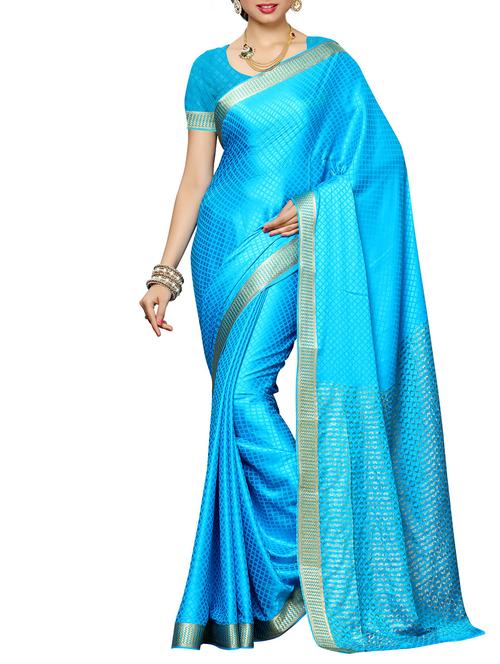 sky blue crepe woven saree with blouse - 13885804 - Very Small Image - 1