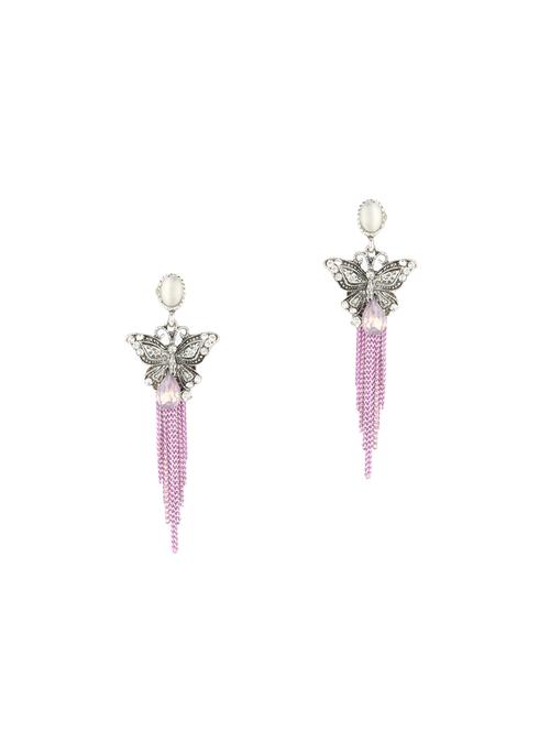 pink colored brass drop earring - 13890428 - Very Small Image - 1