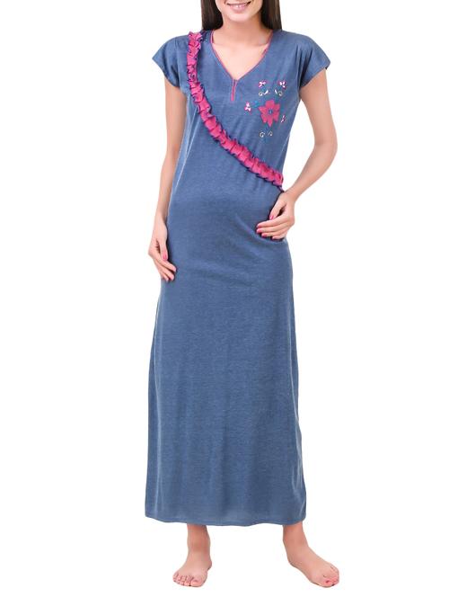 blue hosiery nighty - 13894792 - Very Small Image - 1