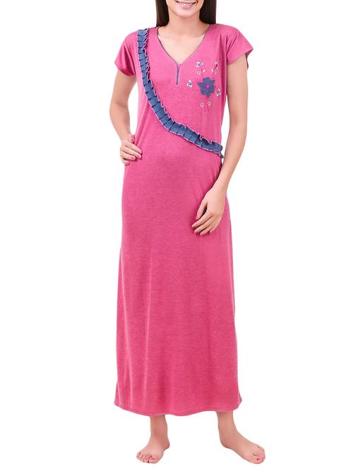 pink hosiery nighty - 13894793 - Very Small Image - 1
