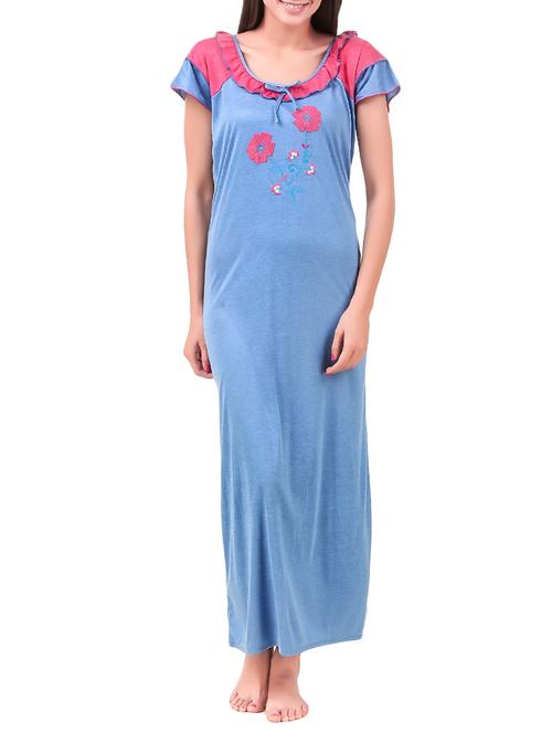 blue hosiery nighty - 13894796 - Very Small Image - 1