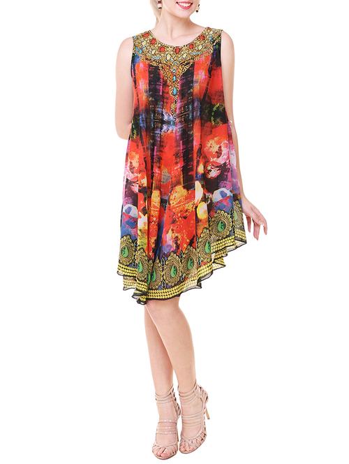 abstract print asymmetric dress - 13895033 - Very Small Image - 1