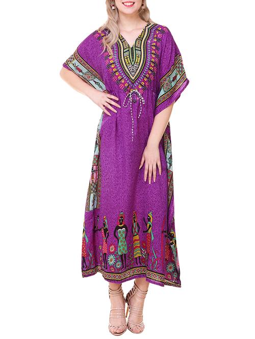purple printed crepe kaftan - 13895037 - Very Small Image - 1