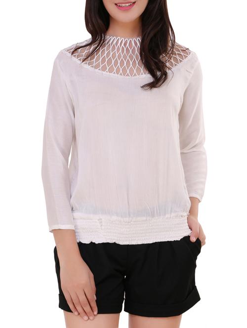 white crepe blouson top - 13895142 - Very Small Image - 1