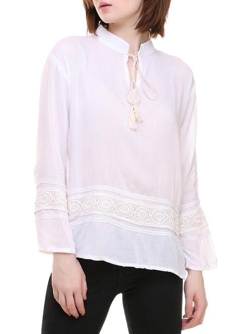 tassel tie neck lace insert top - 13895162 - Very Small Image - 1