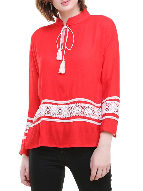 red rayon regular top - 13895163 - Very Small Image - 1