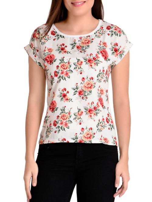 white floral printed crepe regular top - 13895168 - Very Small Image - 1