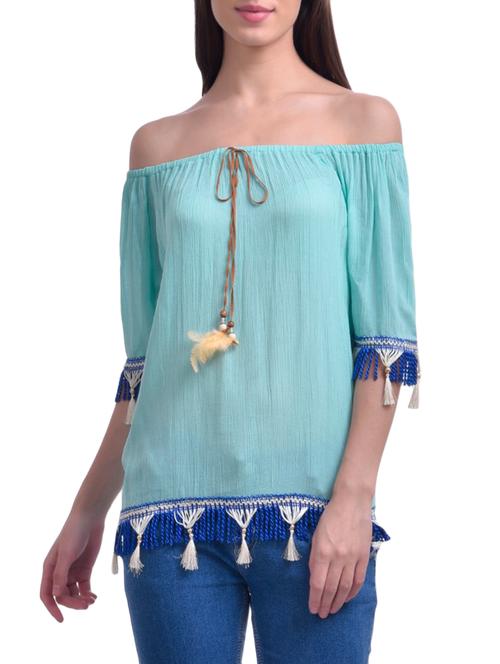 light blue crepe regular top - 13895184 - Very Small Image - 1