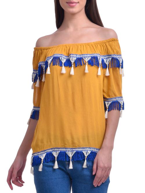 yellow crepe regular top - 13895189 - Very Small Image - 1