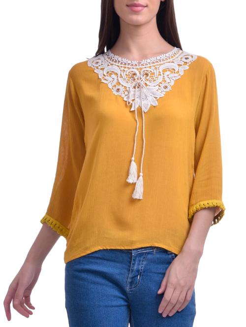 yellow crepe regular top - 13895193 - Very Small Image - 1