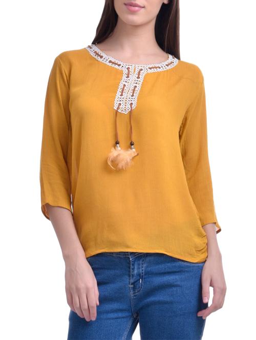 yellow crepe regular top - 13895196 - Very Small Image - 1