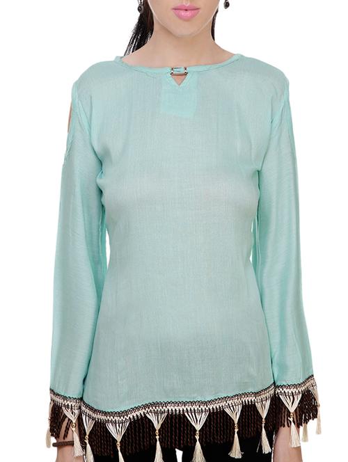 light blue crepe regular top - 13895207 - Very Small Image - 1