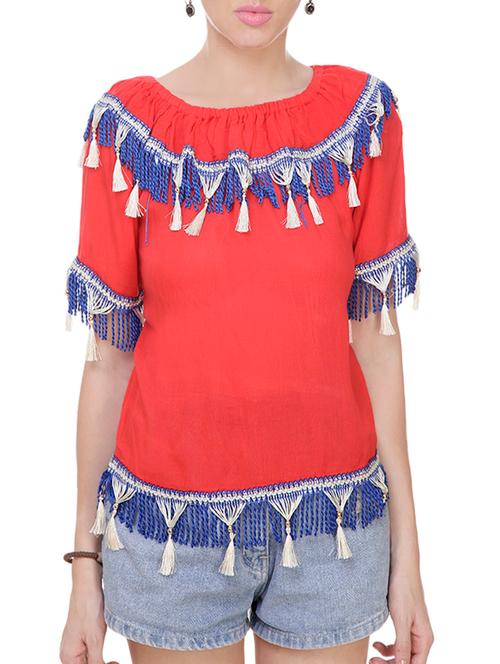 red crepe regular top - 13895212 - Very Small Image - 1