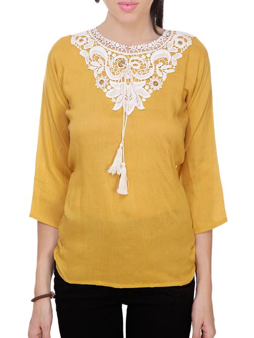 yellow crepe regular top - 13895219 - Very Small Image - 1