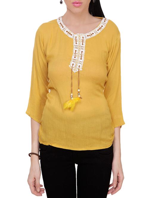yellow crepe regular top - 13895222 - Very Small Image - 1