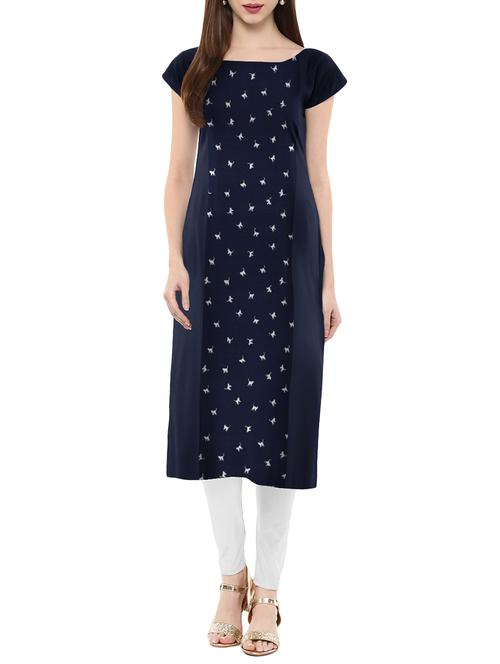 blue crepe straight kurta - 13896360 - Very Small Image - 1