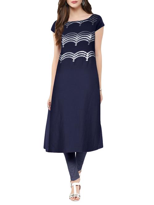 blue crepe straight kurta - 13896433 - Very Small Image - 1