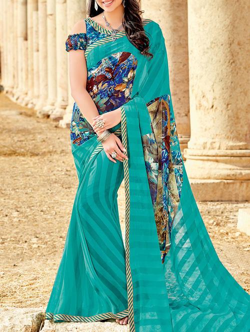 floral printed saree - 13898348 - Very Small Image - 1