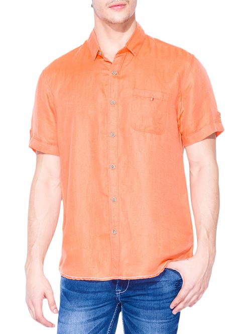 orange cotton casual shirt - 13900696 - Very Small Image - 1