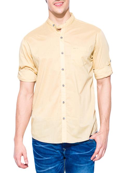 beige cotton casual shirt - 13900698 - Very Small Image - 1