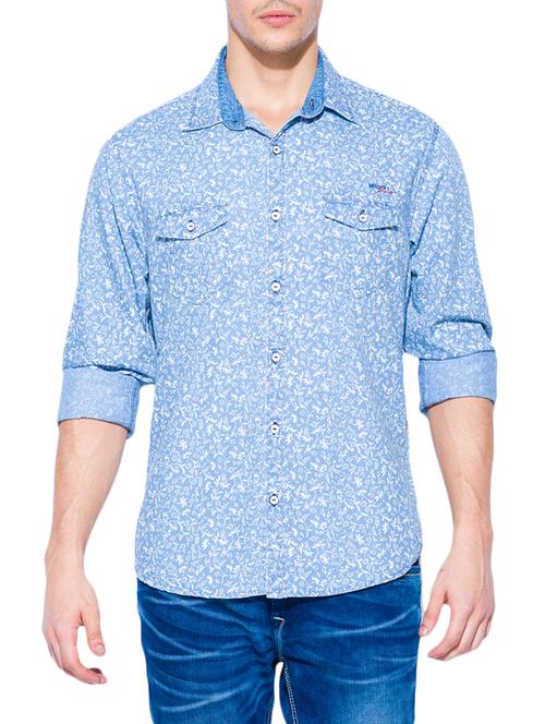 blue cotton casual shirt - 13900733 - Very Small Image - 1