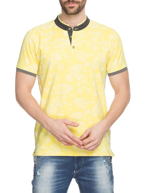 yellow cotton all over print tshirt - 13900818 - Very Small Image - 1